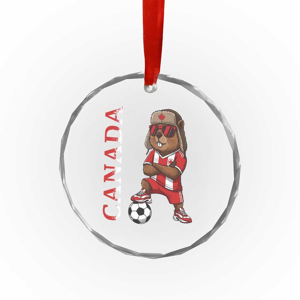 Proud Canada Soccer Beaver Crystal Glass Ornament Funny Football Fan Gift