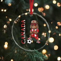 Proud Canada Soccer Beaver Crystal Glass Ornament Funny Football Fan Gift