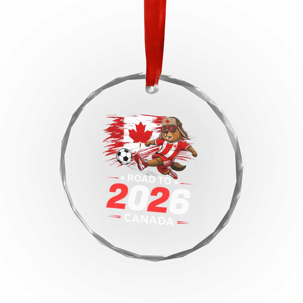 Proud Canada Soccer Beaver Crystal Glass Ornament Road To 2026