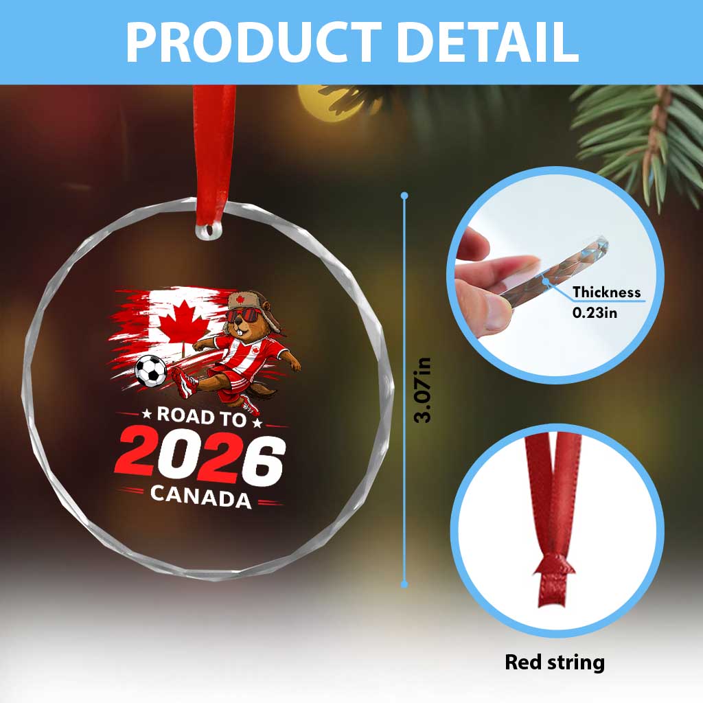 Proud Canada Soccer Beaver Crystal Glass Ornament Road To 2026