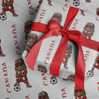 Proud Canada Soccer Beaver Wrapping Paper Roll Funny Football Fan Gift