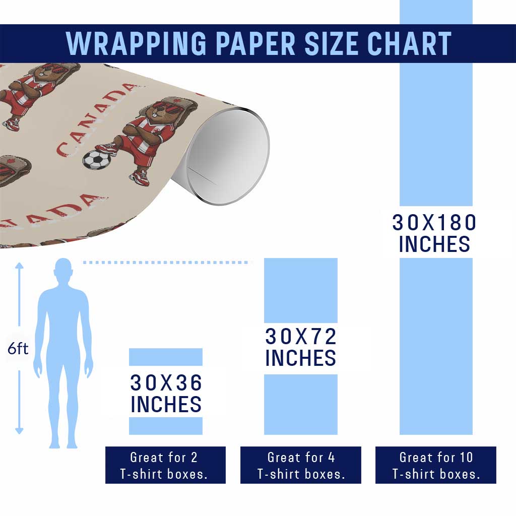 Proud Canada Soccer Beaver Wrapping Paper Roll Funny Football Fan Gift