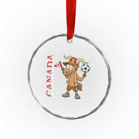 Proud Canada Soccer Moose Crystal Glass Ornament Canadian Football Fan