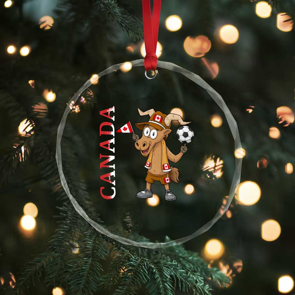 Proud Canada Soccer Moose Crystal Glass Ornament Canadian Football Fan