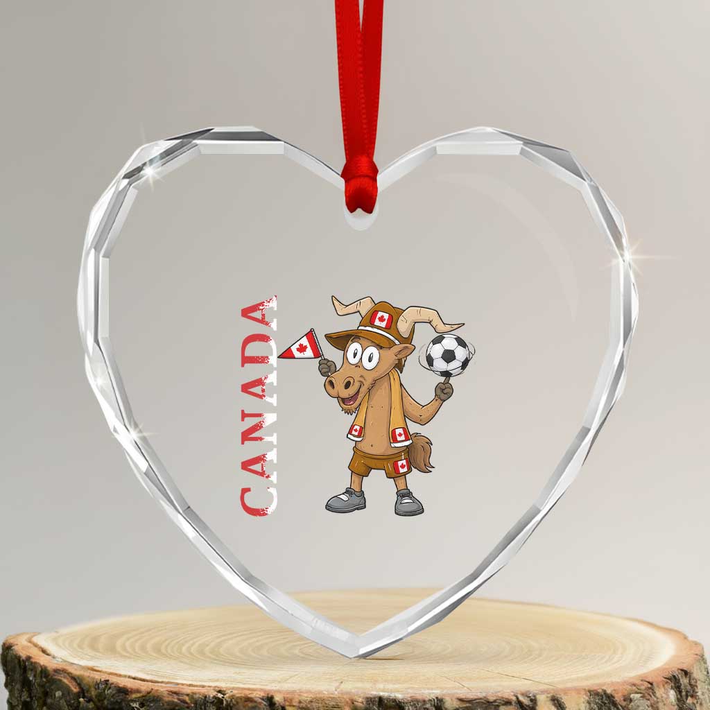 Proud Canada Soccer Moose Heart Crystal Glass Ornament Canadian Football Fan