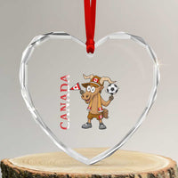 Proud Canada Soccer Moose Heart Crystal Glass Ornament Canadian Football Fan