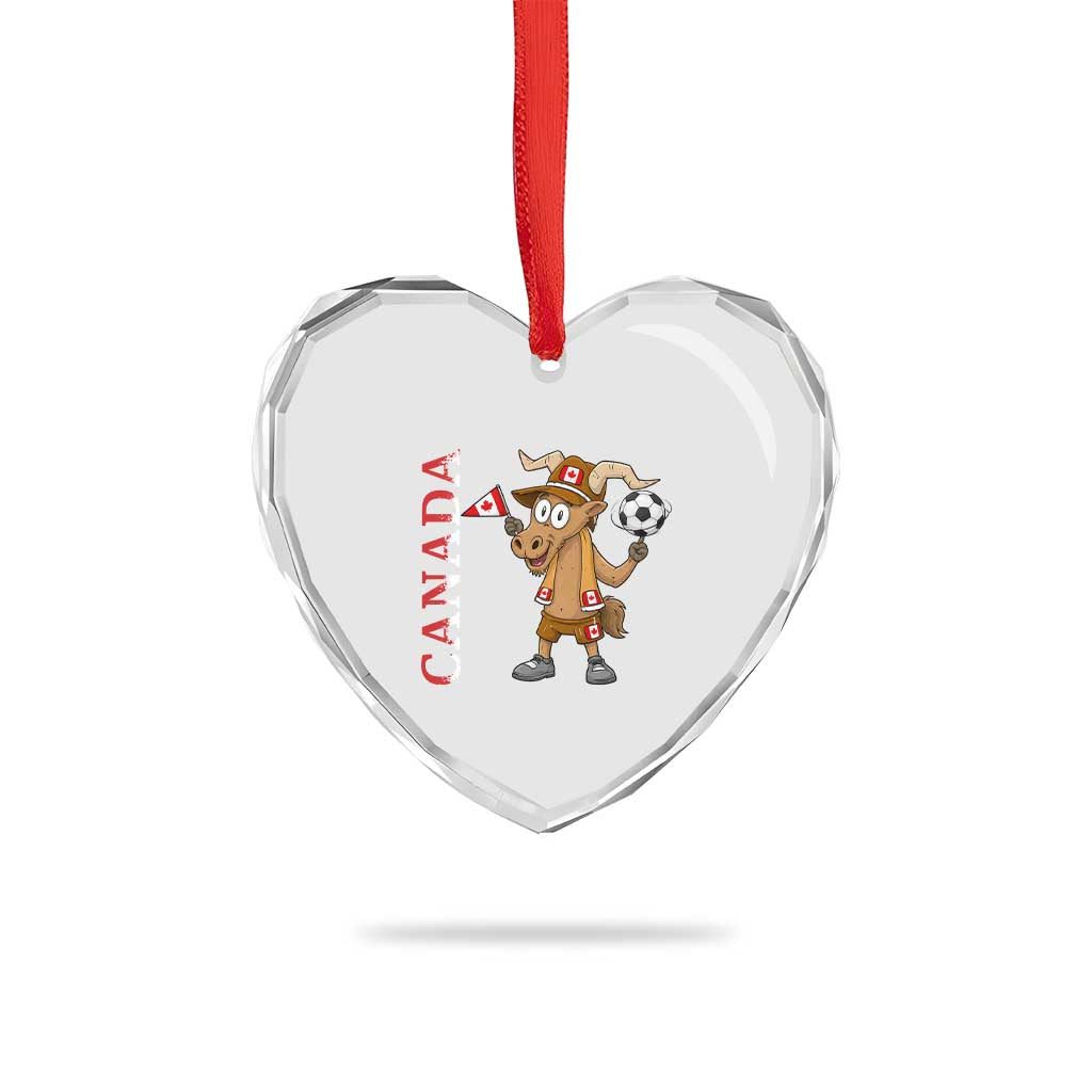 Proud Canada Soccer Moose Heart Crystal Glass Ornament Canadian Football Fan