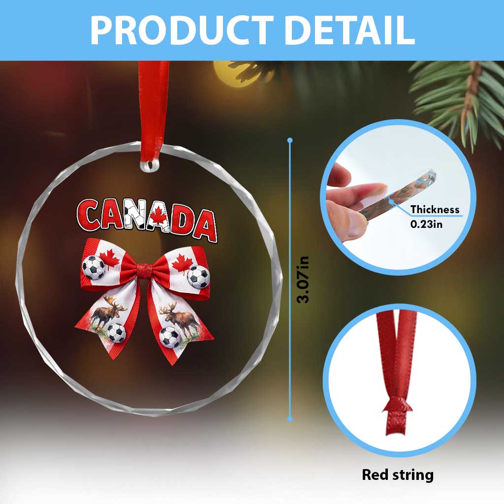Proud Canadian National Soccer Lover Crystal Glass Ornament Football Fan Gift