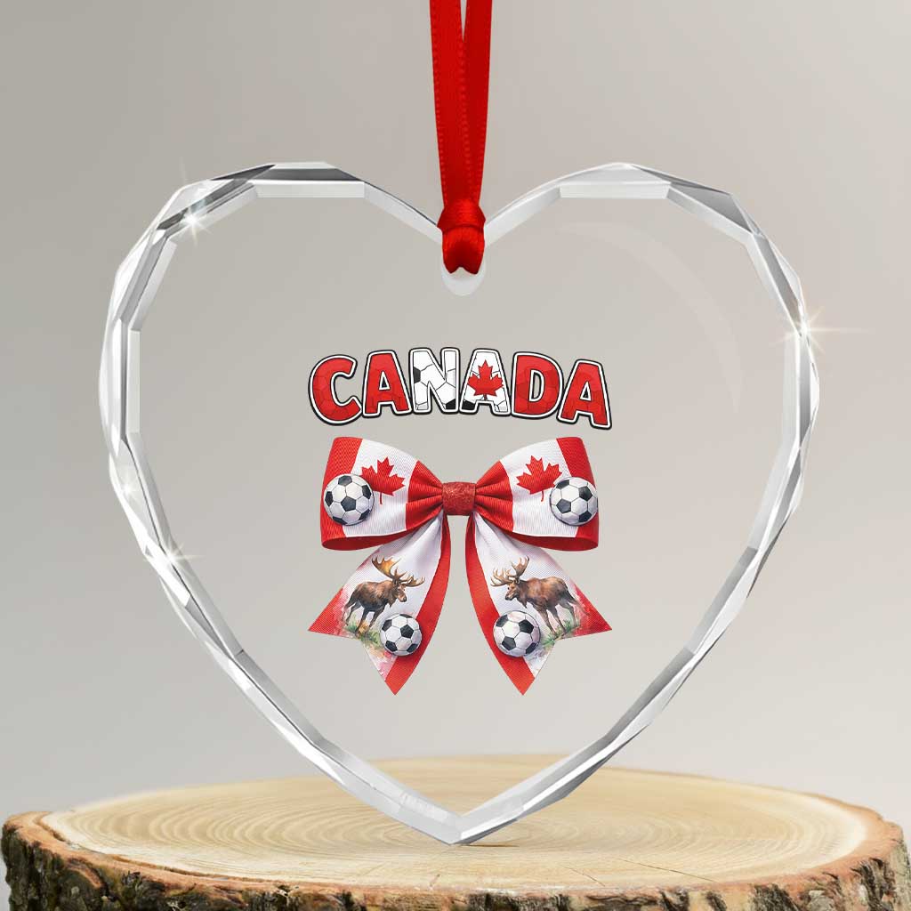 Proud Canadian National Soccer Lover Heart Crystal Glass Ornament Football Fan Gift