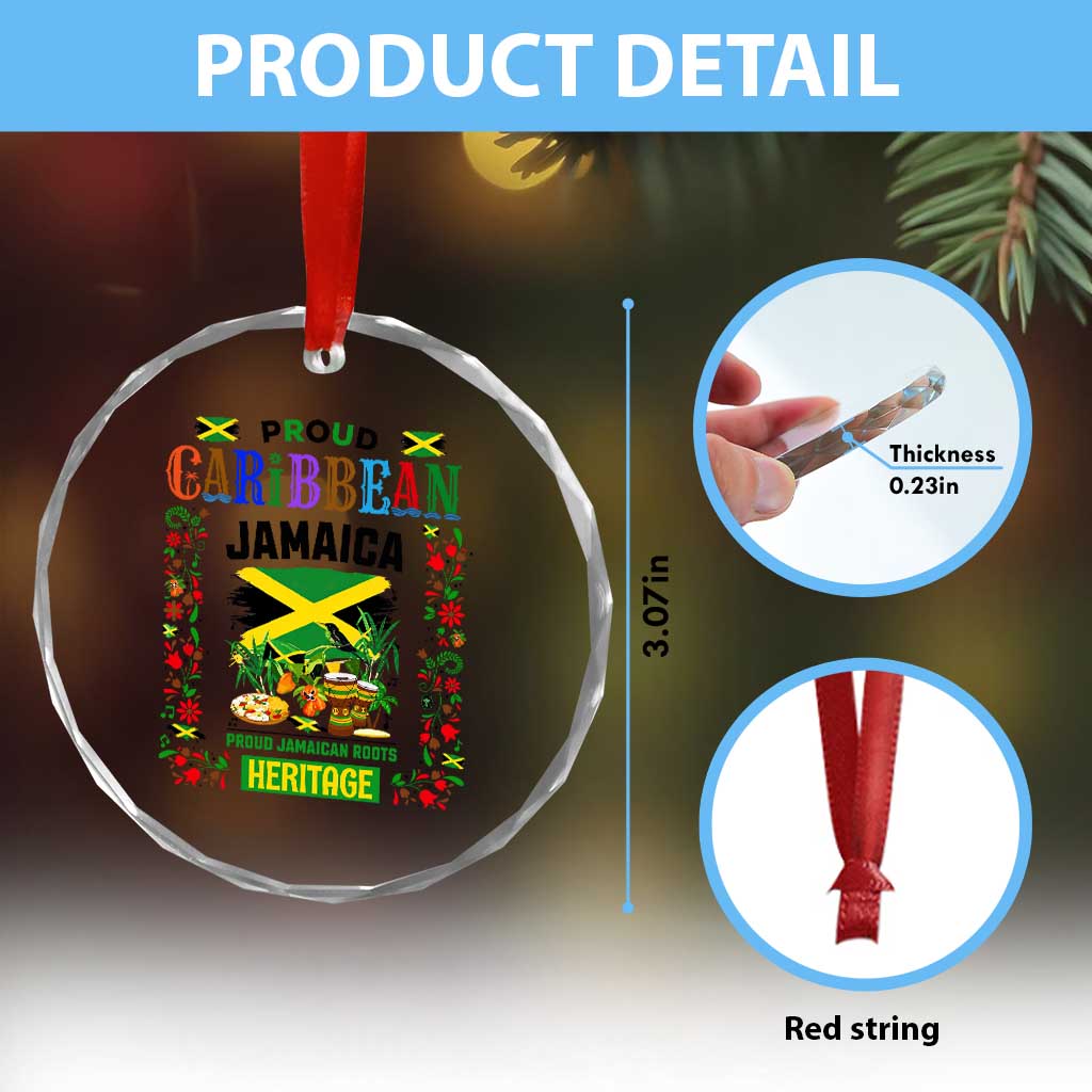 Proud Caribbean Jamaica Heritage Crystal Glass Ornament Jamaican Roots and Island Culture
