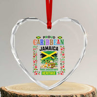 Proud Caribbean Jamaica Heritage Heart Crystal Glass Ornament Jamaican Roots and Island Culture