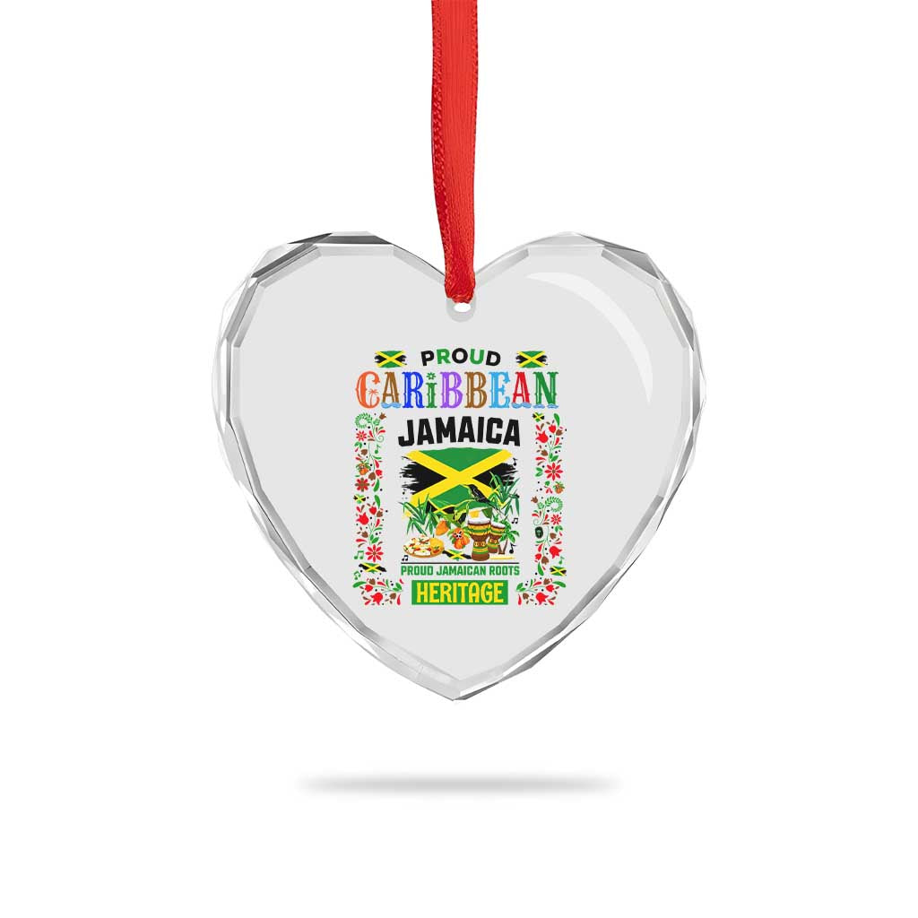 Proud Caribbean Jamaica Heritage Heart Crystal Glass Ornament Jamaican Roots and Island Culture