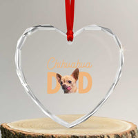 Proud Chihuahua Dad Heart Crystal Glass Ornament Ankle Biter Dog Lover