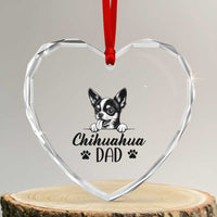 Proud Chihuahua Dad Heart Crystal Glass Ornament Dog Lover Gift Idea