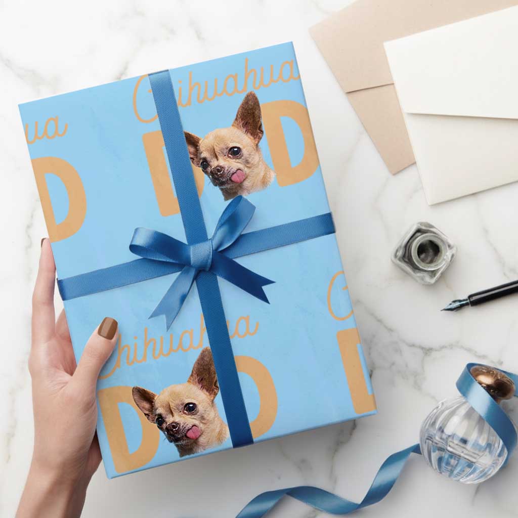 Proud Chihuahua Dad Wrapping Paper Roll Ankle Biter Dog Lover