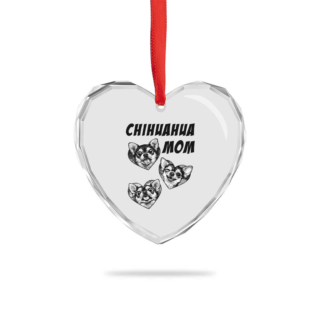 Proud Chihuahua Mom Heart Crystal Glass Ornament Ankle Biter Dog Lover