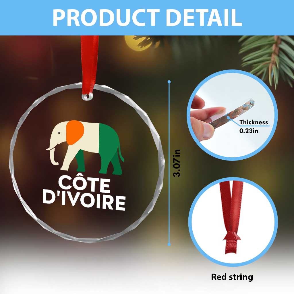 Proud Côte d'Ivoire Elephant Ivory Coast Flag Crystal Glass Ornament Ivorian Pride Retro Souvenir