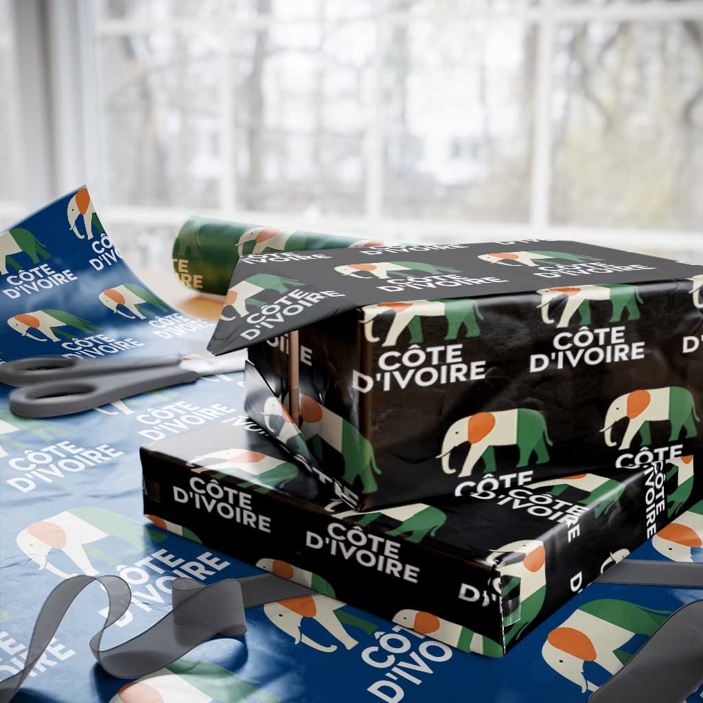 Proud Côte d'Ivoire Elephant Ivory Coast Flag Wrapping Paper Roll Ivorian Pride Retro Souvenir
