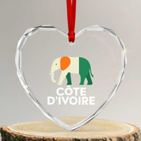 Proud Côte d'Ivoire Elephant Ivory Coast Flag Heart Crystal Glass Ornament Ivorian Pride Retro Souvenir