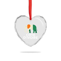 Proud Côte d'Ivoire Elephant Ivory Coast Flag Heart Crystal Glass Ornament Ivorian Pride Retro Souvenir