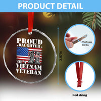 Proud Daughter Of A Vietnam Veteran Crystal Glass Ornament American Flag Army Boots