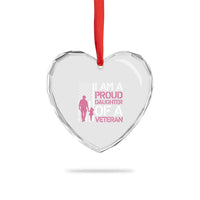 Proud Daughter Veteran Nothing Scares Heart Crystal Glass Ornament Patriotic Military Family Support