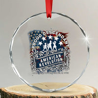 Proud Descendant American Revolution Crystal Glass Ornament 1775 to 1783 Patriotic Heritage TS02