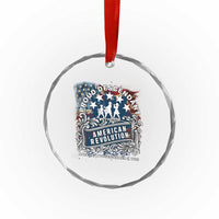 Proud Descendant American Revolution Crystal Glass Ornament 1775 to 1783 Patriotic Heritage TS02