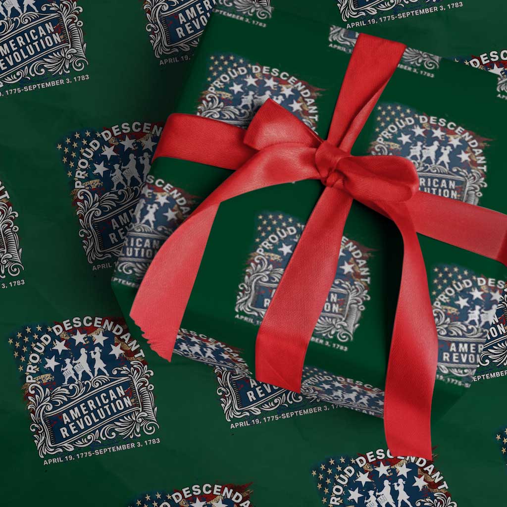 Proud Descendant American Revolution Wrapping Paper Roll 1775 to 1783 Patriotic Heritage - Wonder Print Shop
