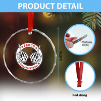 Proud Disappointment Skeleton Middle Finger Crystal Glass Ornament Edgy Sarcastic Rebel Attitude Family Black Sheep Humor