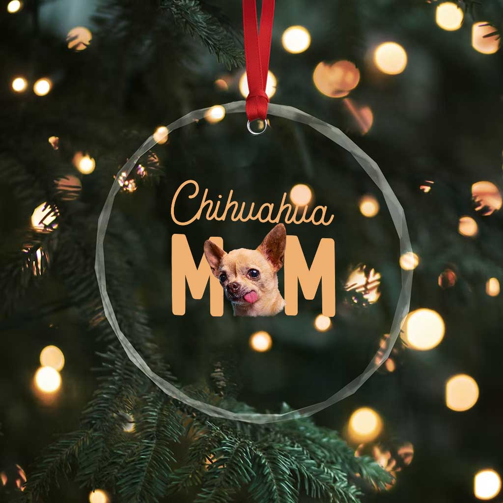 Proud Dog Mom Chihuahua Crystal Glass Ornament Mothers Day Lover Gift