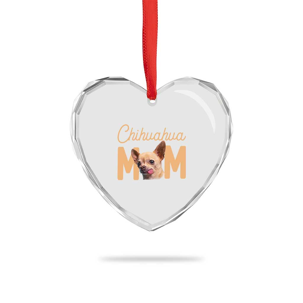Proud Dog Mom Chihuahua Heart Crystal Glass Ornament Mothers Day Lover Gift