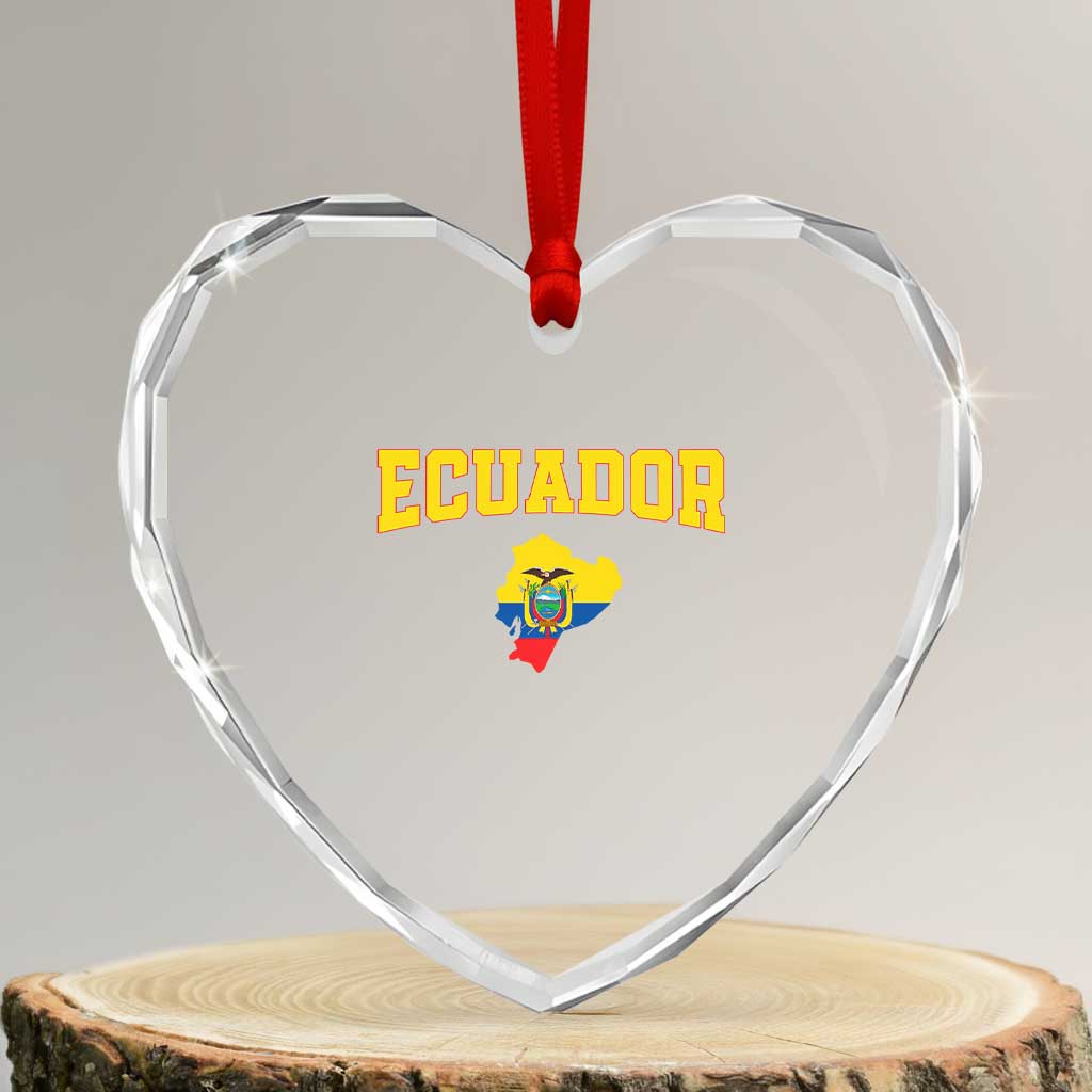 Proud Ecuadorian Map Heart Crystal Glass Ornament Ecuador Roots Heritage Pride