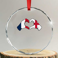 Proud Fance England Heritage Hand Heart Graphic Crystal Glass Ornament French English Anglo Roots Cross Border Love Unity