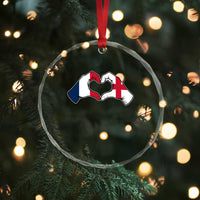 Proud Fance England Heritage Hand Heart Graphic Crystal Glass Ornament French English Anglo Roots Cross Border Love Unity