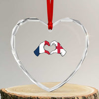Proud Fance England Heritage Hand Heart Graphic Heart Crystal Glass Ornament French English Anglo Roots Cross Border Love Unity