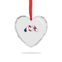 Proud Fance England Heritage Hand Heart Graphic Heart Crystal Glass Ornament French English Anglo Roots Cross Border Love Unity