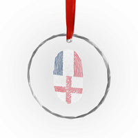 Proud France England Flag Fingerprint DNA Graphic Crystal Glass Ornament French Anglo English Heritage Roots Dual Patriotism