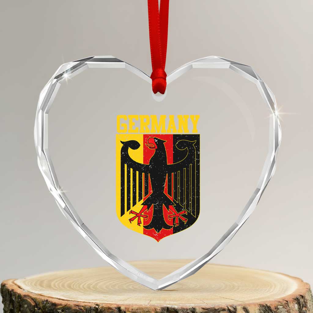 Proud Germany Heart Crystal Glass Ornament Bundesadler Coat of Arms German Flag - Wonder Print Shop