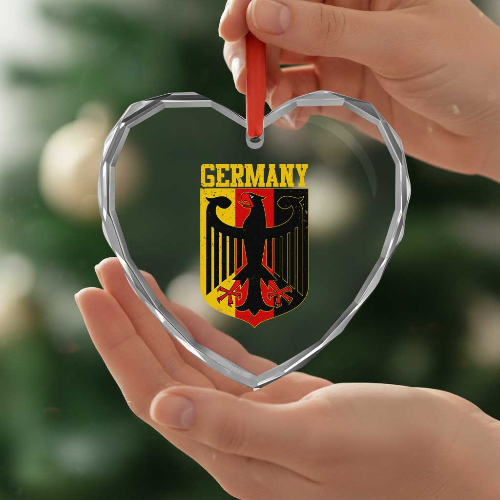 Proud Germany Heart Crystal Glass Ornament Bundesadler Coat of Arms German Flag - Wonder Print Shop