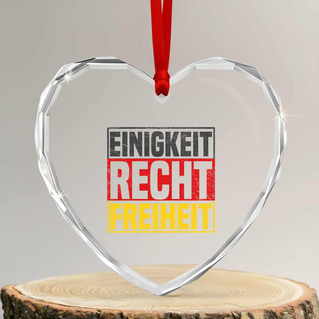 Proud Germany Heart Crystal Glass Ornament Einigkeit Recht Freiheit German Flag - Wonder Print Shop