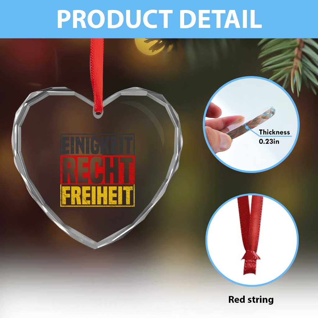 Proud Germany Heart Crystal Glass Ornament Einigkeit Recht Freiheit German Flag - Wonder Print Shop