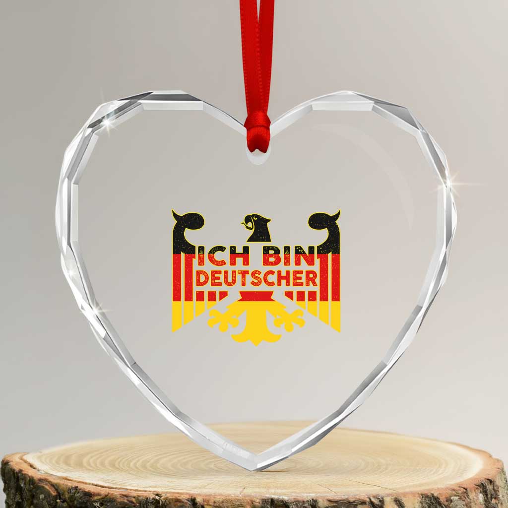 Proud Germany Heart Crystal Glass Ornament Ich Bin Deutscher Bundesadler Coat of Arms - Wonder Print Shop