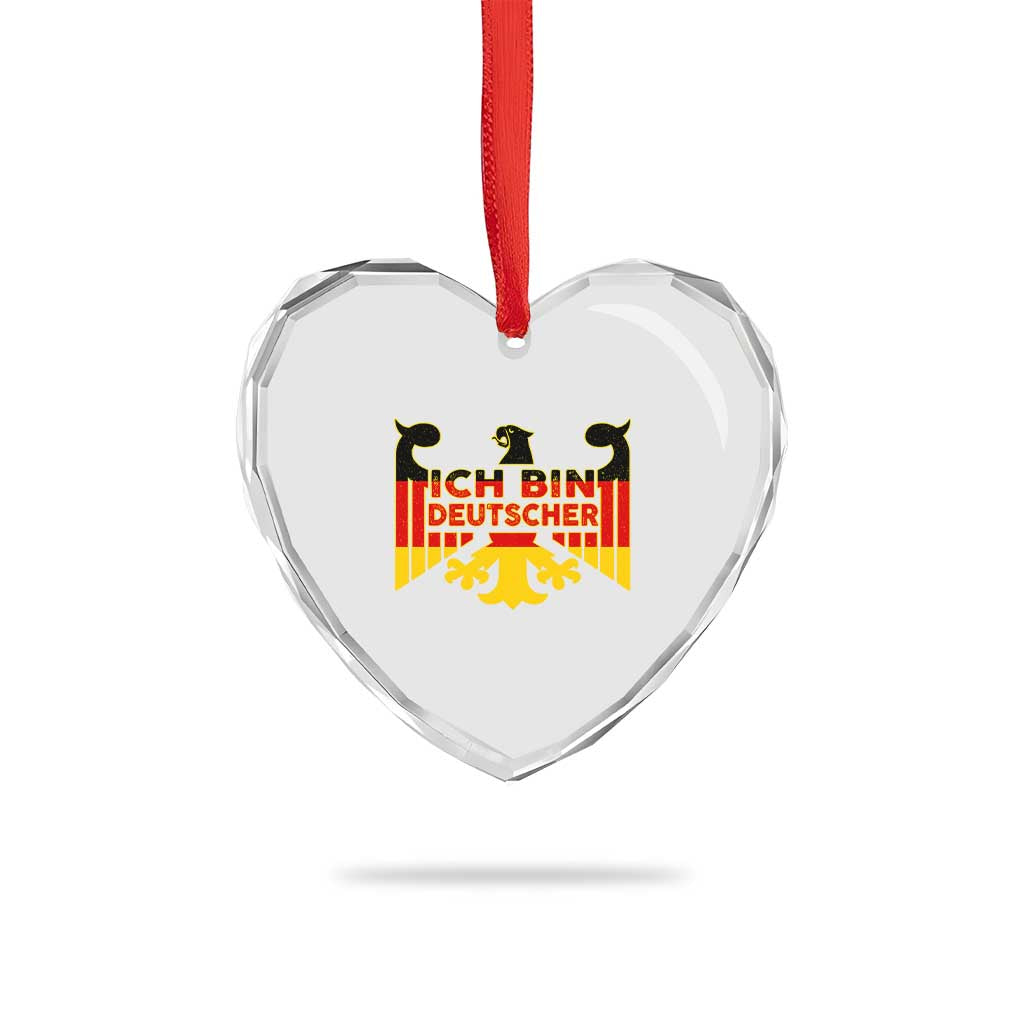 Proud Germany Heart Crystal Glass Ornament Ich Bin Deutscher Bundesadler Coat of Arms - Wonder Print Shop