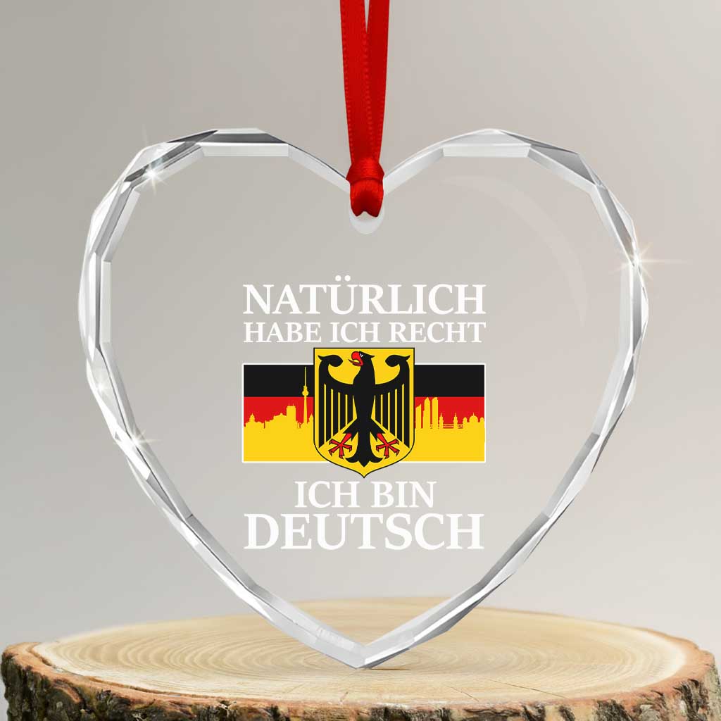 Proud Germany Heart Crystal Glass Ornament Naturlich Habe Ich Recht Ich Bin Deutsch - Wonder Print Shop