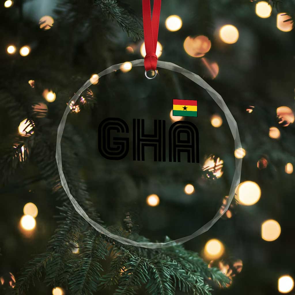 Proud Ghanaian Crystal Glass Ornament Minimalist Ghana Typography Design Ghana Flag