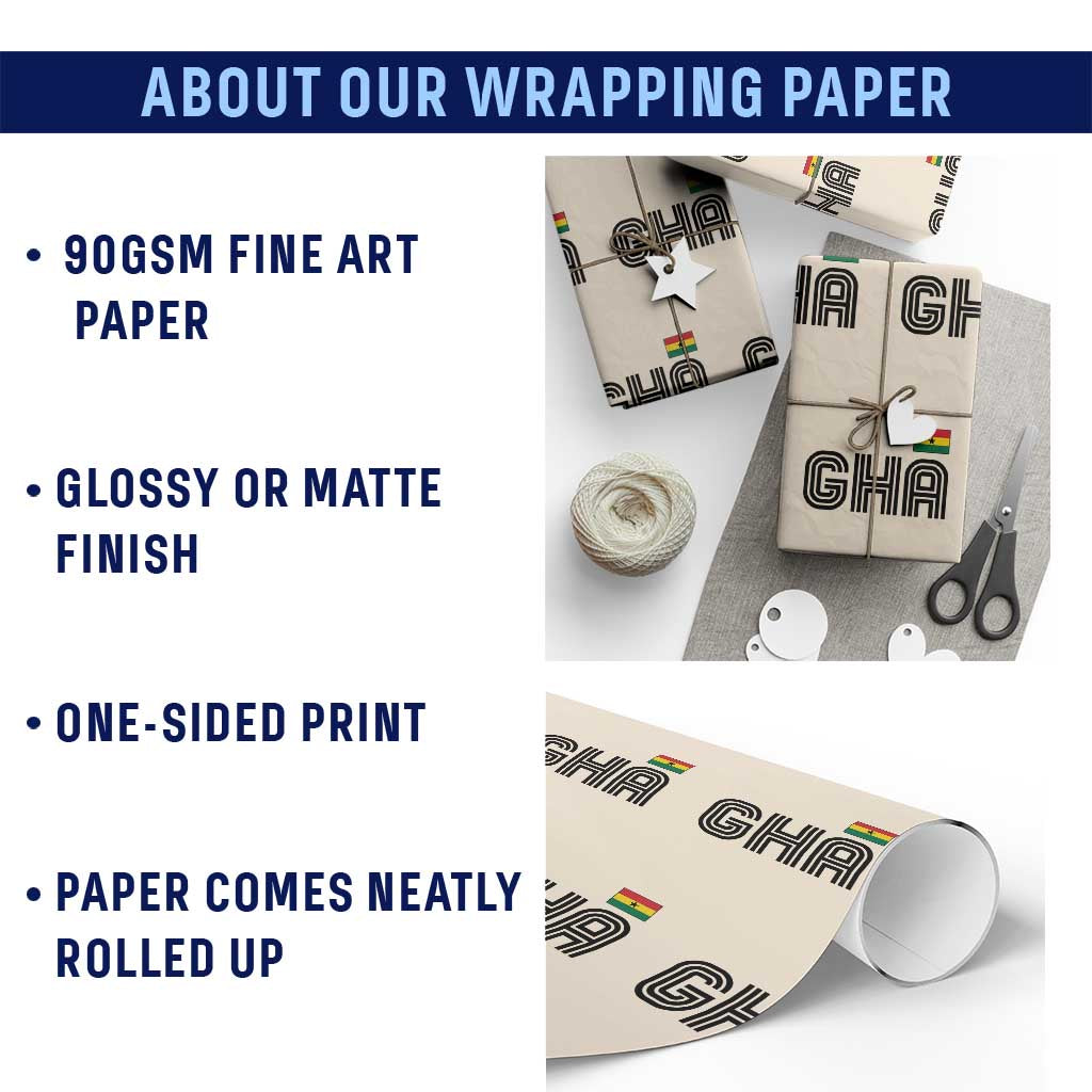 Proud Ghanaian Wrapping Paper Roll Minimalist Ghana Typography Design Ghana Flag