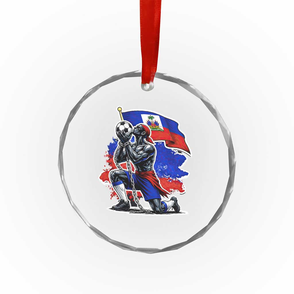 Proud Haiti Soccer Fan Crystal Glass Ornament Ayiti Heritage Pride