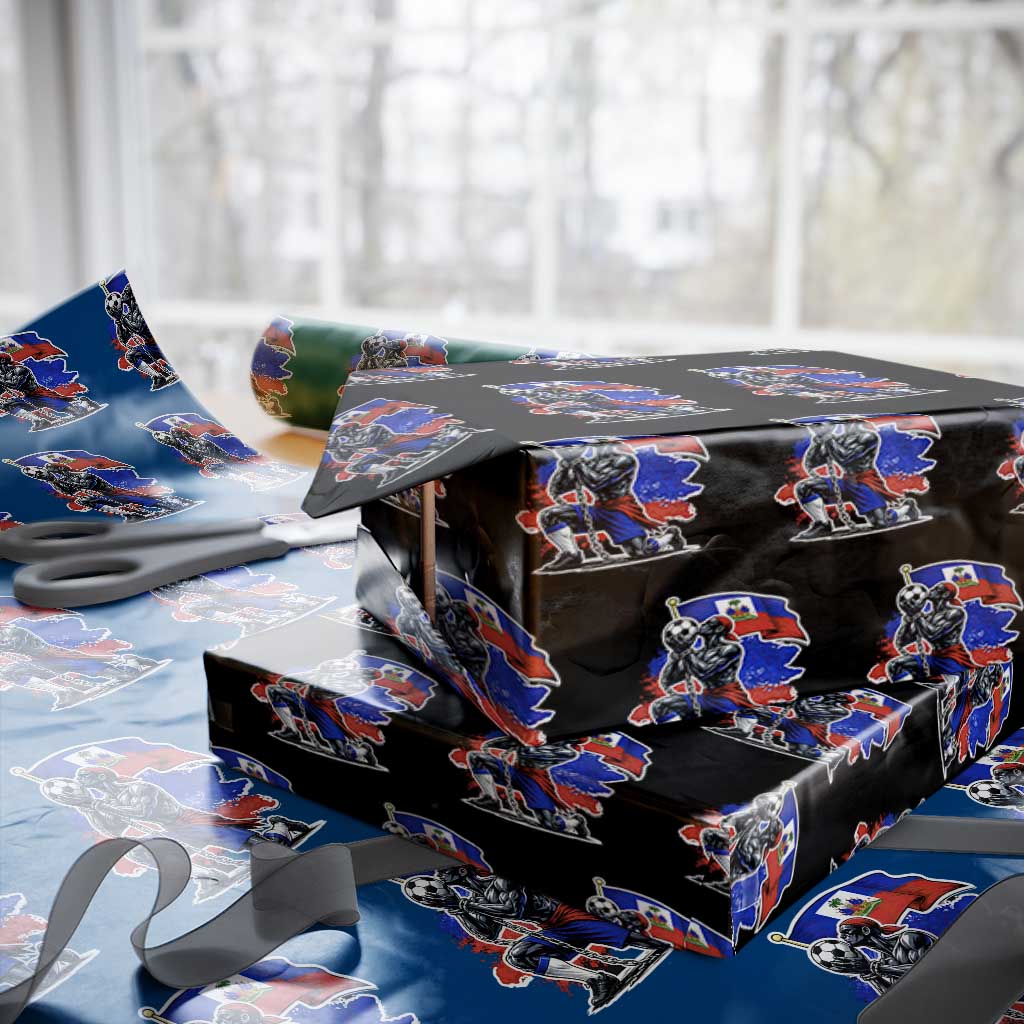 Proud Haiti Soccer Fan Wrapping Paper Roll Ayiti Heritage Pride