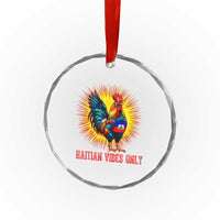 Proud Haitian Rooster Flag Crystal Glass Ornament Majestic National Symbol Haiti Heritage Pride